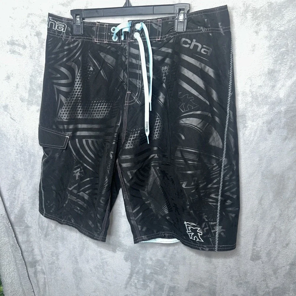 NWT  GOTCHA MENS SWIM / BOARD SHORTS -  shadow aop black y2k - SIZE 36